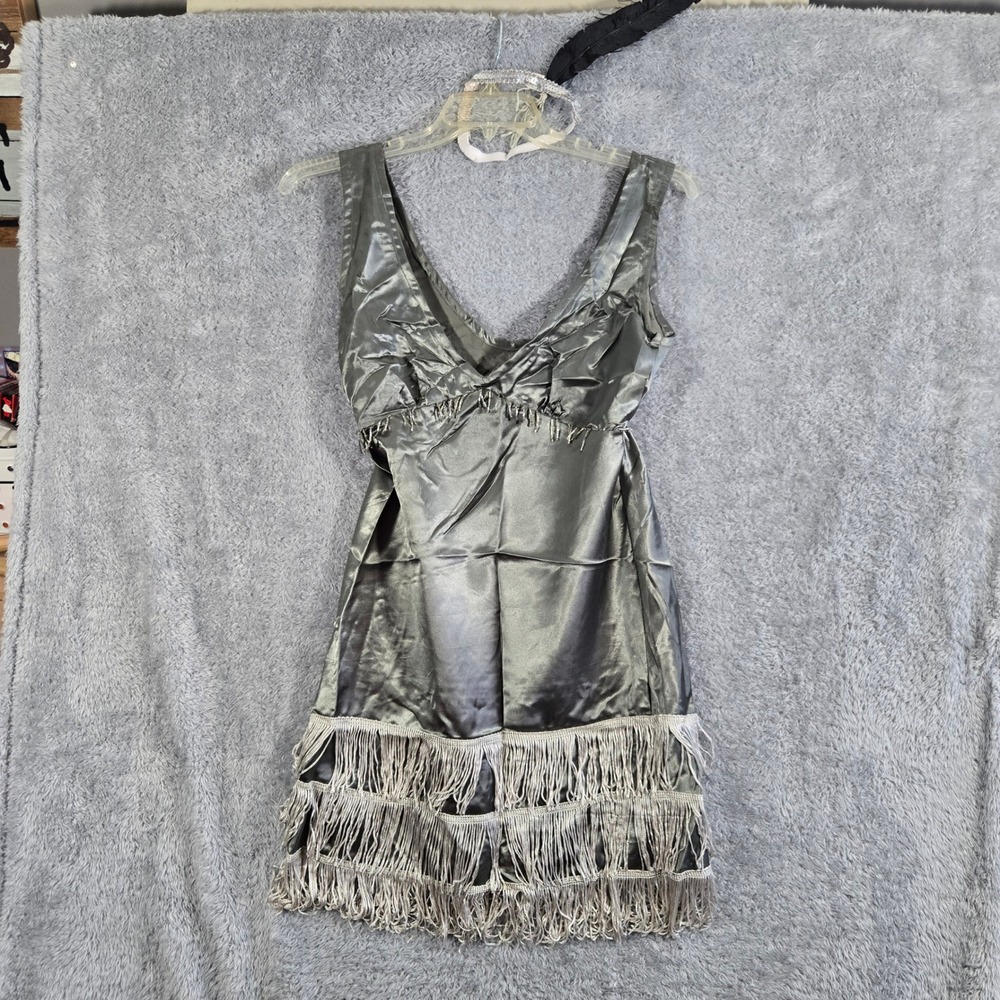 Spirit Silver Flapper Costume Womens Small 1920s Gatsby Fringe Dress Headband - Picture 3 of 7